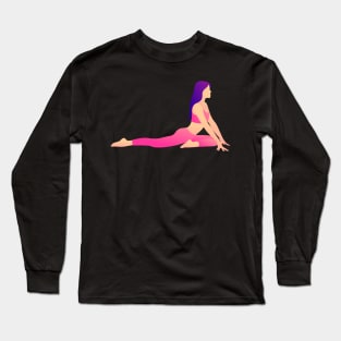 Silhouette of a female doing pilates and yoga. Long Sleeve T-Shirt